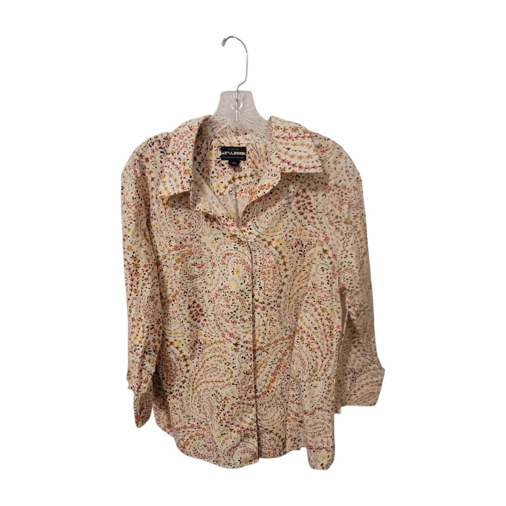 Westbound Woman Wrinkle‎ Free Floral/Paisley Print Button Up Shirt Women's 18W